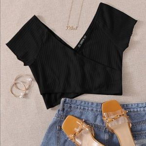 Shein ribbed wrap top